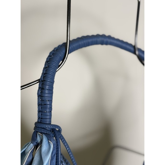 Madewell The Camren Blue Straw Bag Purse Leather Trim Distant Ocean Charm Scarf - Picture 4 of 9